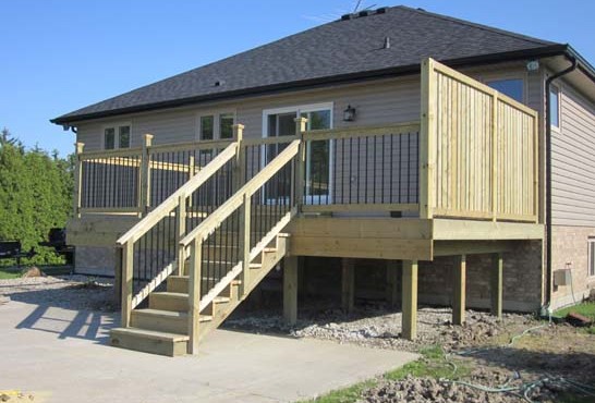 Wood Deck with shade structure, Windsor Ontario